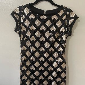 Eliza J black & gold sequined mini dress